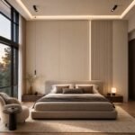 Autocolant PVC Gros 1812 ca accent de 45–60 cm lângă placa PVC Platină într-un bedroom contemporan