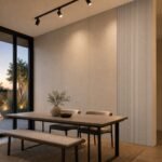 Autocolant PVC Gros 1812 ca accent de 45–60 cm lângă placa PVC Platină într-un dining contemporan