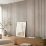 Placă autocolantă PVC subțire 1812 montată pe perete în perspectivă showroom