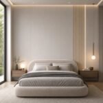 Autocolant PVC Subțire 1812 ca accent de 45–60 cm lângă placa PVC Alb lăptos într-un bedroom contemporan