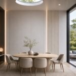 Autocolant PVC Subțire 1812 ca accent de 45–60 cm lângă placa PVC Alb lăptos într-un dining contemporan