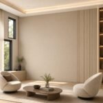 Autocolant PVC Subțire 1809 ca accent de 45–60 cm lângă placa PVC Platină într-un living contemporan