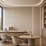 Autocolant PVC Subțire 1809 ca accent de 45–60 cm lângă placa PVC Platină într-un office contemporan
