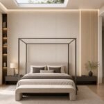 Autocolant PVC Subțire 1805 ca accent de 45–60 cm lângă placa PVC Bej lăptos într-un bedroom contemporan