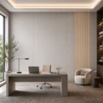 Autocolant PVC Subțire 1805 ca accent de 45–60 cm lângă placa PVC Bej lăptos într-un office contemporan