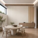 Autocolant PVC Subțire Lemn 5 ca accent de 45–60 cm lângă placa PVC In într-un dining contemporan