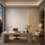 Autocolant PVC Subțire Lemn 5 ca accent de 45–60 cm lângă placa PVC In într-un office contemporan