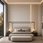 Autocolant PVC Subțire pară ca accent de 45–60 cm lângă placa PVC Model plus într-un bedroom contemporan