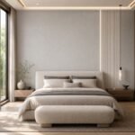 Autocolant PVC Subțire mătase ca accent de 45–60 cm lângă placa PVC Bec într-un bedroom contemporan
