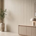 Placă autocolantă PVC subțire 1807 montată pe perete în perspectivă showroom