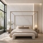 Autocolant PVC Subțire 1807 ca accent de 45–60 cm lângă placa PVC Burtă de pește albă într-un bedroom contemporan