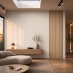 Autocolant PVC Gros 1809 ca accent de 45–60 cm lângă placa PVC In într-un living contemporan