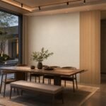 Autocolant PVC Gros 1809 ca accent de 45–60 cm lângă placa PVC In într-un dining contemporan