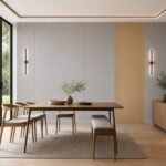 Autocolant PVC Gros 1805 ca accent de 45–60 cm lângă placa PVC Nisip gri într-un dining contemporan