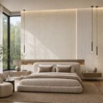 Autocolant PVC Gros 1807 ca accent de 45–60 cm lângă placa PVC Jad alb într-un bedroom contemporan