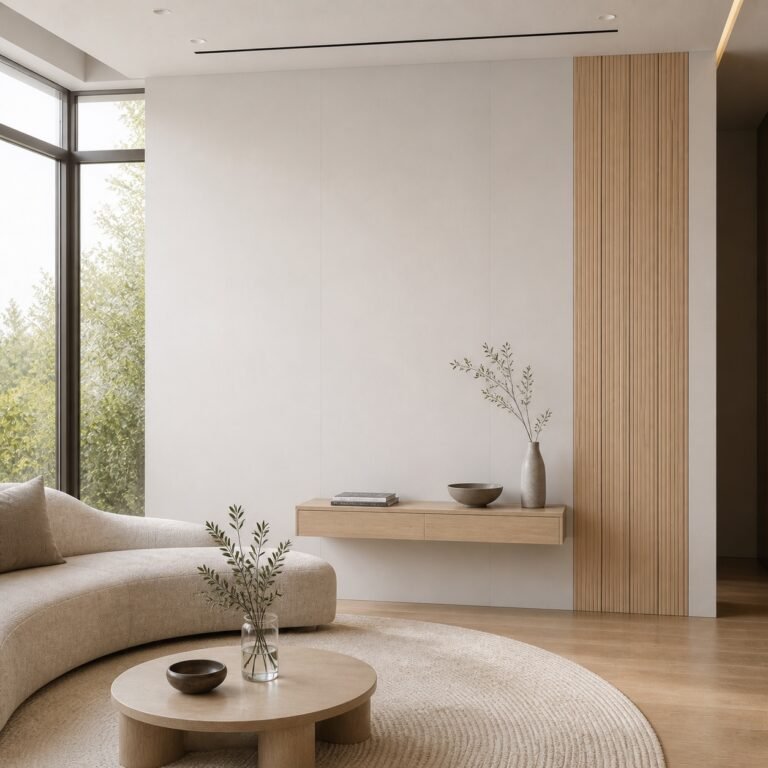 Placă PVC Alb lăptos cu accent autocolant PVC Gros Lemn 5 într-un living contemporan