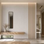 Placă PVC Alb lăptos cu accent autocolant PVC Gros pară într-un hallway contemporan