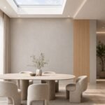 Placă PVC Bej lăptos cu accent autocolant PVC Gros Lemn 5 într-un dining contemporan