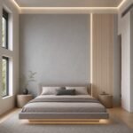Placă PVC Nisip gri cu accent autocolant PVC Subțire pară într-un bedroom contemporan