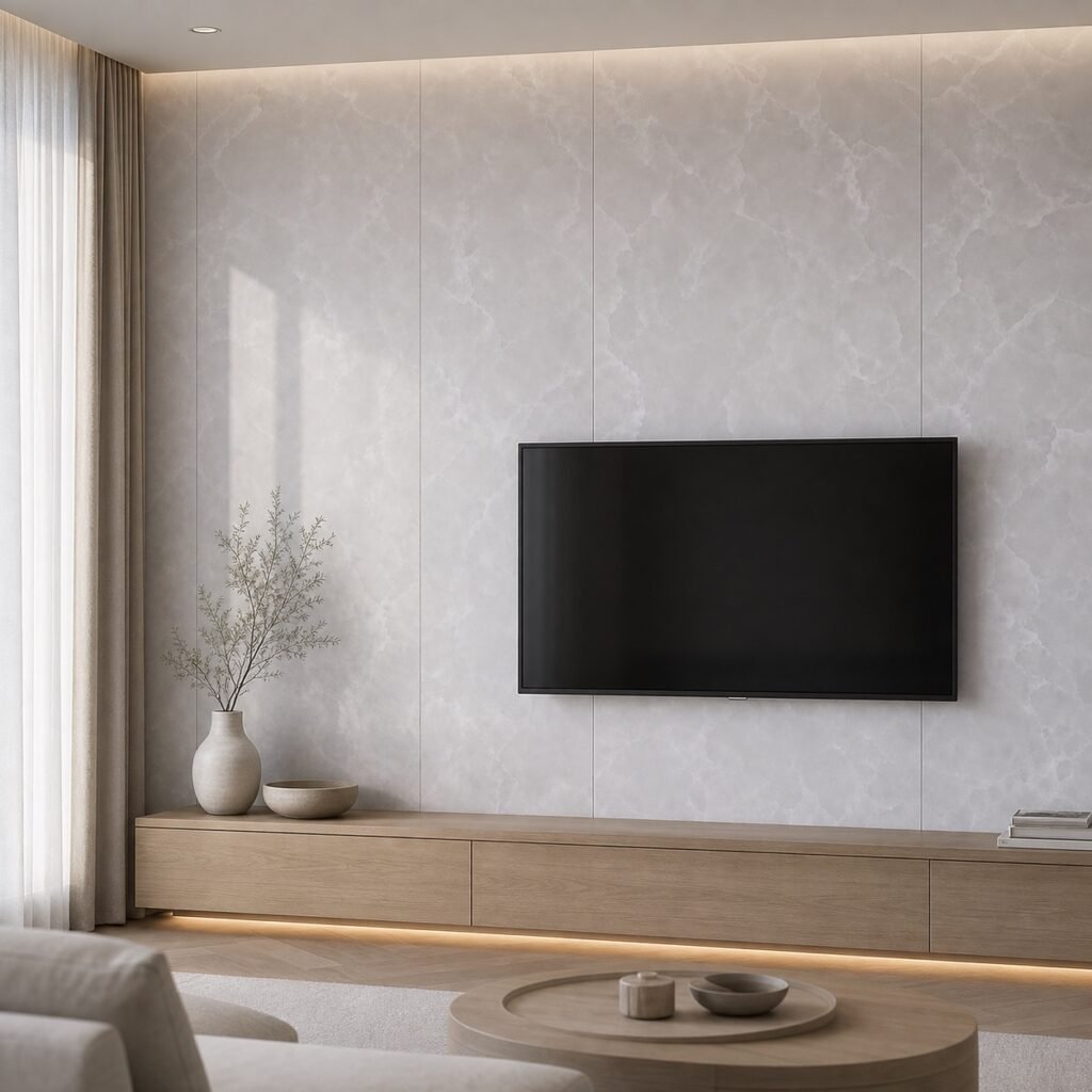 Plăci decorative PVC într-un living modern