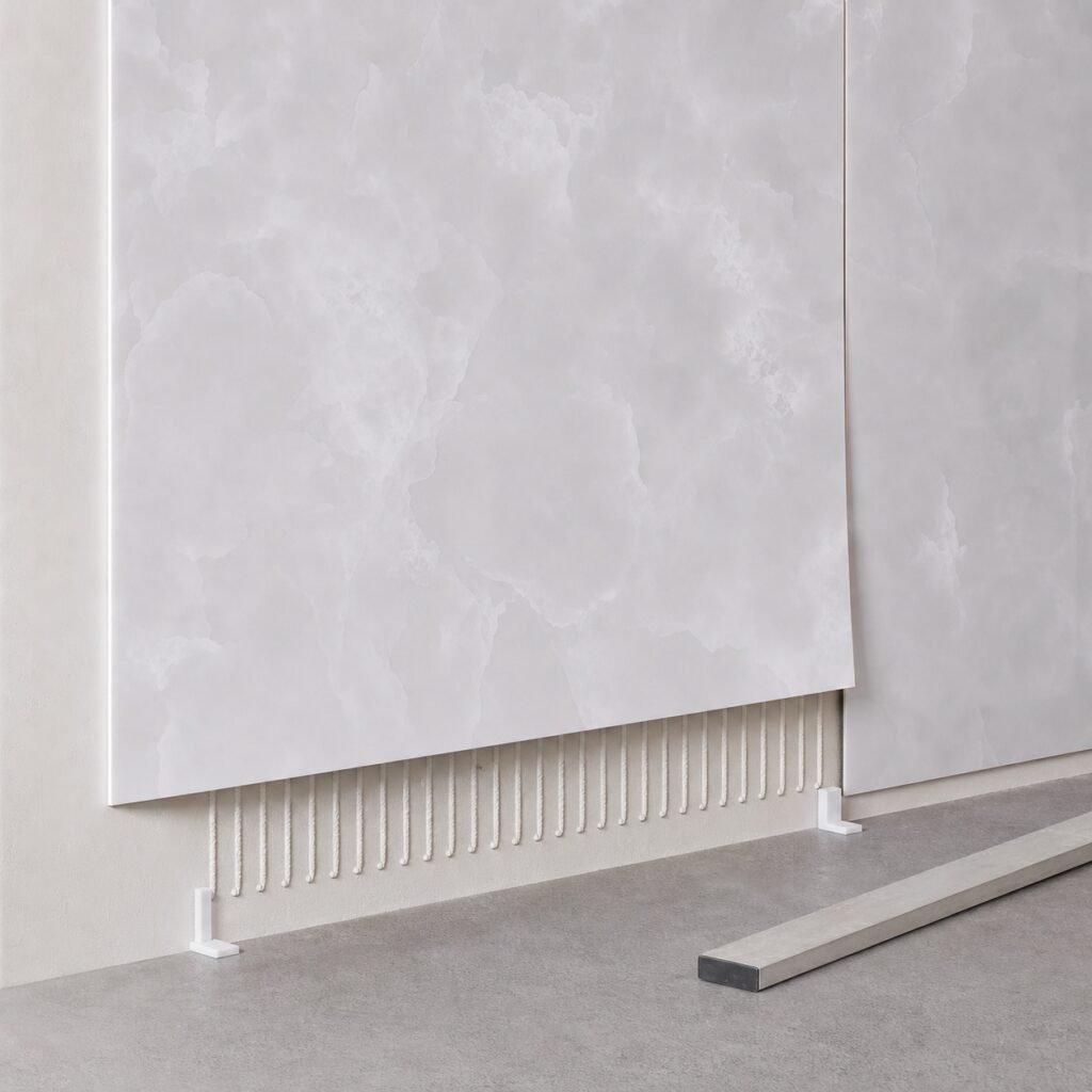 Aplicarea adezivului pentru montajul plăcilor decorative