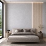 Placă PVC Albastru-gri cu accent autocolant PVC Subțire 1812 într-un bedroom contemporan