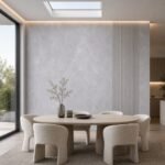 Placă PVC Albastru-gri cu accent autocolant PVC Gros mătase într-un dining contemporan