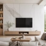 Placă PVC decorativă burtă de pește albă - perete living