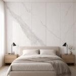 Placă PVC decorativă burtă de pește albă - amenajare dormitor