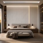 Placă PVC Burtă de pește albă cu accent autocolant PVC Subțire 1812 într-un bedroom contemporan