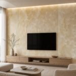 Placă PVC decorativă jad alb - perete living