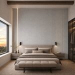 Placă PVC Model X cu accent autocolant PVC Gros gri într-un bedroom contemporan