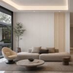 Placă PVC Argint cu accent autocolant PVC Subțire 1809 într-un living contemporan