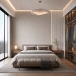 Placă PVC Modă cu accent autocolant PVC Gros gri într-un bedroom contemporan