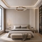 Placă PVC Șampanie aurie cu accent autocolant PVC Subțire mătase într-un bedroom contemporan