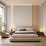 Placă PVC Model plus cu accent autocolant PVC Gros Lemn 5 într-un bedroom contemporan
