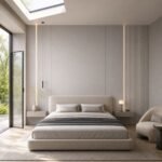 Placă PVC Gri argintiu cu accent autocolant PVC Subțire gri într-un bedroom contemporan