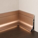 Profil aluminiu plintă aur roz cu LED - detaliu colț