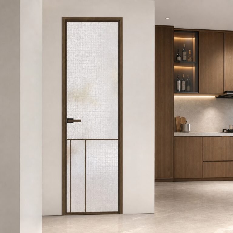 Ușă din sticlă Arcadia Clear, montată într-un interior contemporan