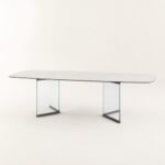 Masă de dining Lucent cu blat ceramic și baze transparente, imagine principală generată