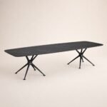Masă de dining Arbor cu blat mineral și baze ramificate, perspectivă alternativă generată