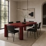Masă de dining Cadria din lemn cu structură integrală tip portal, ambient de dining generat