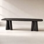 Masă de dining Quadria cu blat mineral segmentat și picioare conice, imagine principală generată