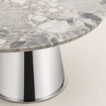 Detaliu generat al blatului mineral perlat și al soclului conic oglindit