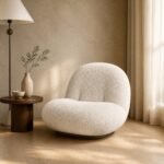 Fotoliu lounge sculptural Nube cu profil jos – ambient de lectură generat