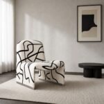 Fotoliu lounge Graffito cu tapițerie grafică – ambient contemporan generat