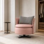 Fotoliu lounge pivotant Élan cu pernă pied-de-poule – ambient contemporan generat