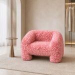 Fotoliu de accent Flora cu petale textile – ambient de dressing generat