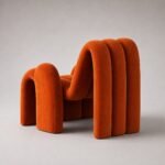 Fotoliu de accent Arco cu volume tubulare – perspectivă posterioară generată