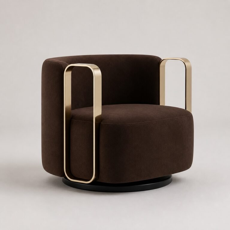 Fotoliu lounge pivotant Alto cu brațe-cadru champagne – imagine principală generată